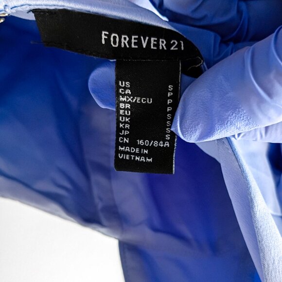 Forever 21 Light Blue Satin Mini Dress S | Long Sleeve Ruffle Hem - Picture 6 of 6